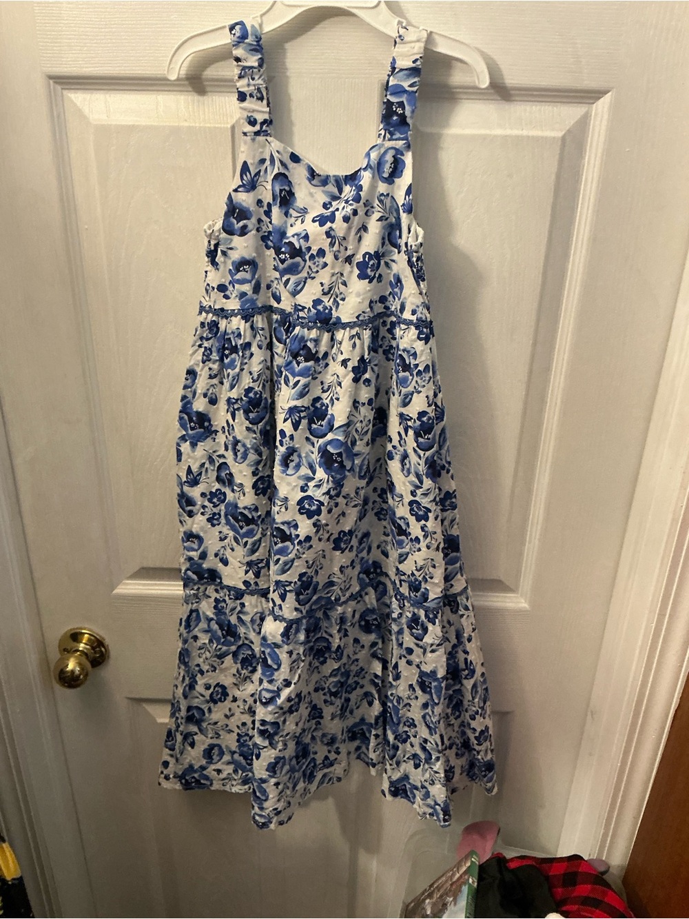 Isaac Mizrahi White Dress with Blue Floral Print